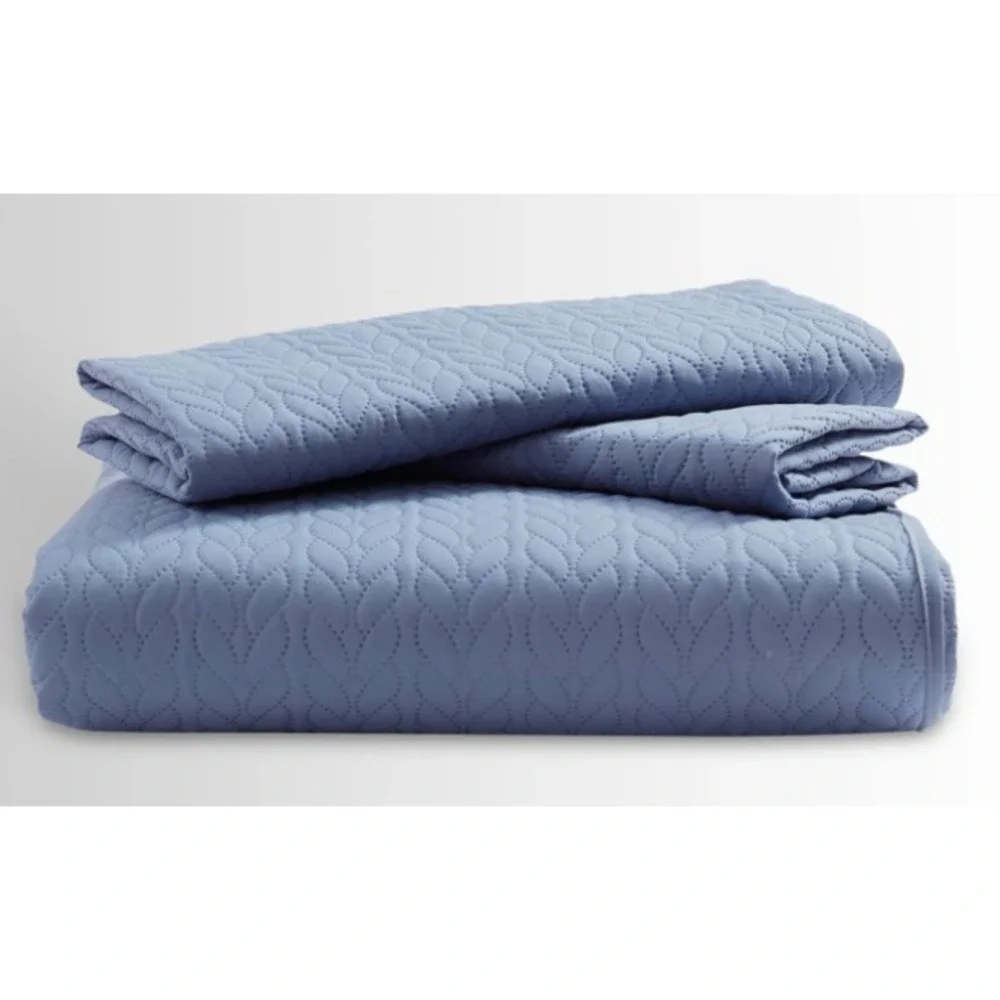 3 Piece Quilt Set, Coverlet Set, Pinsonic Quilted. Queen Size 90x96‎ inches Blue
